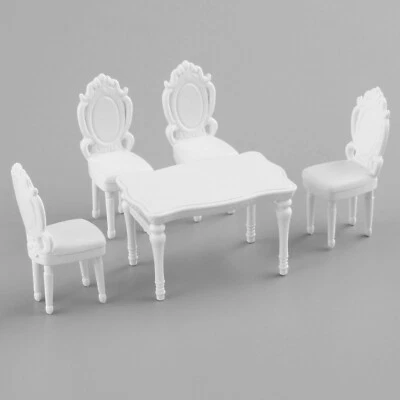Mesa cuadrada europea escala 1:25 y silla modelo miniatura casa de muñecas decoración 4 piezas Foto 1 de 4