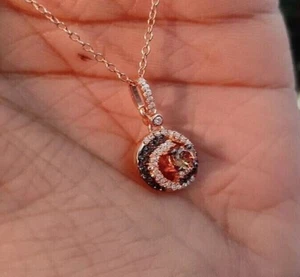 2.00Ct Round Simulated Brown & Whit Diamond Swirl Pendant 14k Rose Gold Finish - Picture 1 of 4