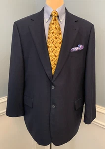 Joseph Abboud Wool Blazer Mens 46R Jacket Navy Birdseye Check Tweed Twill - Picture 1 of 13