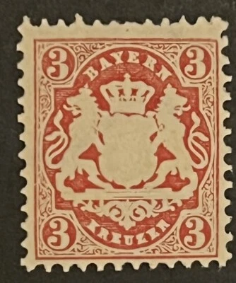 Travelstamps: Germany Bayern Stamps Scott #34 - 3 Kreuzer Mint MNH OG - Image 1 of 4