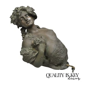 Antique French Victorian Bronze Female Bust Wall Mounted Garden Water Fountain - Picture 1 of 12