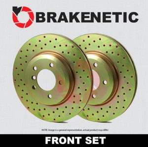 FRONT SET BRAKENETIC Sport Cross Drilled Brake Disc Rotors BNS46062.CD - Picture 1 of 2