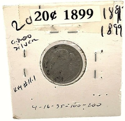 1899 Mauritius 20 Cents Silver Coin Queen Victoria KM# 11.1 - Image 1 of 4