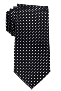 Men's XL Extra Long Black and White Dot Necktie Business Weddings Casual - Picture 1 of 2