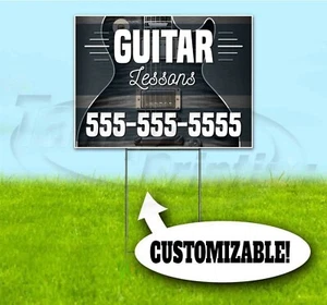 GITARRENUNTERRICHT INDIVIDUELL PH# 18x24 Yard Schild MIT PFAHL gewellter Bandit USA MUSIK - Bild 1 von 4