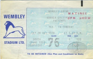 YES 1978 TOURMATO Tour Concert Ticket Stub WEMBLEY - Picture 1 of 1