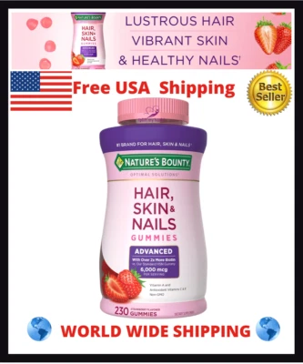 Nature's Bounty Hair, Skin and Nails Advanced, 230 Gummies Strawberry  - Image 1 of 4