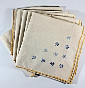 Juego de servilletas de lino de colección (7) bordado holandés azul floral casa núcleo abuela - Imagen 1 de 9