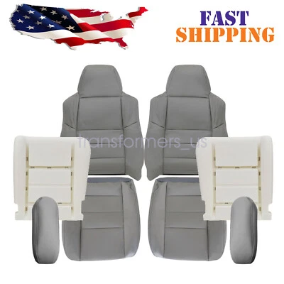 Cubierta de asiento delantera de cuero gris/almohadilla de espuma para Ford Excursion Limited 2002-2005 Foto 1 de 4