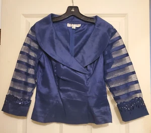 Emma Street Gr. 6 blau Cropped Bolero Jacke Oberteil transparent Schnürung Cutouts an den Ärmeln - Bild 1 von 7