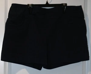 Shorts Crown & Ivy Size 14 Navy Blue Pull Up Ruffle Pocket 5" Inseam Stretch - Picture 1 of 2