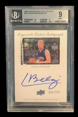 2009-10 upper deck #50 chase budinger rc; UD exquisite /225 rookie BGS 9 AUTO 10 - Image 1 of 2