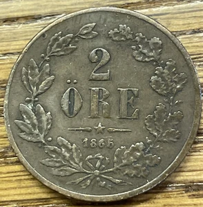 Suecia 1865 2 minerales bronce Carl XV - Imagen 1 de 2