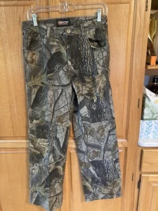 Outfitters Ridge Pants Camo RealTree Hardwoods Denim Hunting Boys Size 16R Heavy - Picture 1 of 11