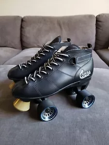 Size 9 - Men's Cobra Men's Black Roller Derby Skates Power Formula Wheels GREAT! - Picture 1 of 24
