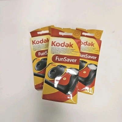 Kodak FunSaver 27 Photo 35mm Single Use Film Camera Set Of 3 EXP 11/2021-Sealed - Image 1 of 4