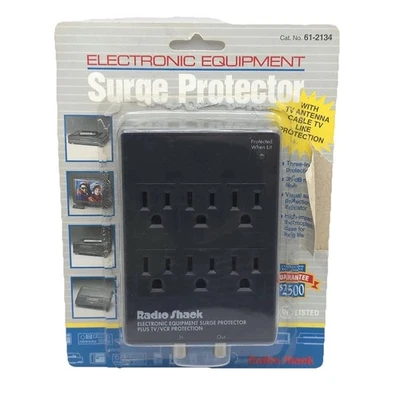 Radio Shack Surge Protector 61-2134 Electronic Equipment Protection Tv VCR - Image 1 of 4