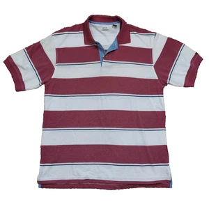 Izod Golf Shirt Striped Cotton Polo Thick Red and White Stripes Mens Large - Picture 1 of 12