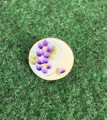 Vintage Men’s/ Women’s Porcelain Floral Print Cufflink-3/4” Diameter - Image 1 of 4