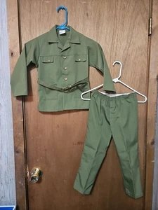 "IN USA IT'S A BOYSLAND" Sz 7, Army Soldier Costume Outfit, Army Green, 3pc, VTG - Picture 1 of 15