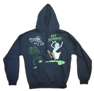 Rick and Morty Black Hoodie Sweatshirt Cartoon SMALL Pullover Comfy Adult Swim - Picture 1 of 6