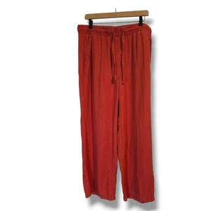 Old Navy Hose weites Bein Damen groß rot Leinenmischung Kordelzug Pulll-On - Bild 1 von 8