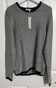 J Lindeberg Svante Graphic Knit Black/White Cotton Jumper Crew Neck Mens Large - Picture 1 of 10