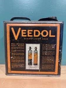MOTOR OIL CAN VEEDOL TIDEWATER ONE GALLON FLAT GAS AUTO TRUCK VINTAGE - Picture 1 of 14