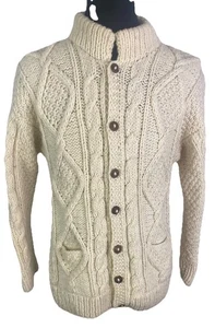 Artesanias Pullover Herren Medium Elfenbein Schwer Wolle Fischer Handgestrickt Grob - Bild 1 von 10