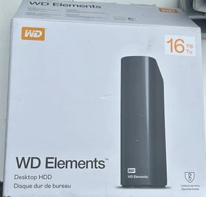 Western Digital 16TB WD Elements Desktop External Hard Drive-WDBWLG0160HBK-NESN - Afbeelding 1 van 6