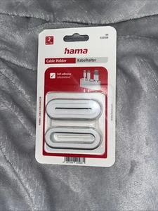 Hama Kabelhalter, selbstklebend, 2 Stück, Weiß NEU + OVP - Zdjęcie 1 z 2