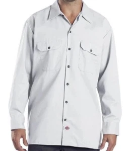 Dickies Men's White Long Sleeve Twill Work Original Fit Shirt Size Medium - Picture 1 of 8