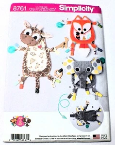 Simplicity Sewing Pattern - 8761 - Baby Sensory Blanket Giraffe, Elephant, Fox - Picture 1 of 3