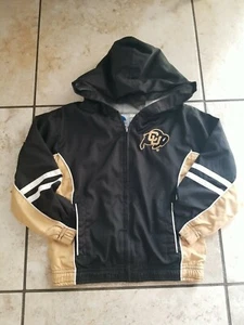 CU Colorado Buffaloes Black Beige Hoodies Zip Sweatshirt Boys Size XS 4/5 - Picture 1 of 10