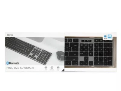 iHome Full-sized Bluetooth Keyboard Mac PC Compatible Wireless IMACK134B-WM NEW! - Image 1 of 4