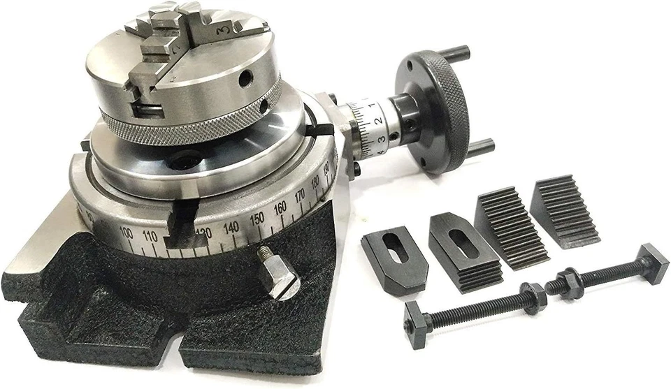 4"/ 100 mm Regular Rotary Table With Small Chucks and back Plate - Photo 1/4