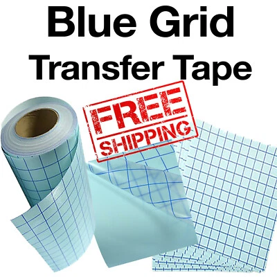 Clear Transfer Tape-1 Roll-12"x10Y - Blue Grid - lined - Adhesive Vinyl-Crafts - Image 1 of 4