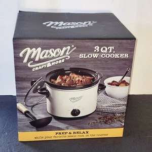 Pentola Slow Cooker 3 QT con coperchio in vetro Mason Craft & More - Nuova con scatola - Lavabile in lavastoviglie - Foto 1 di 4