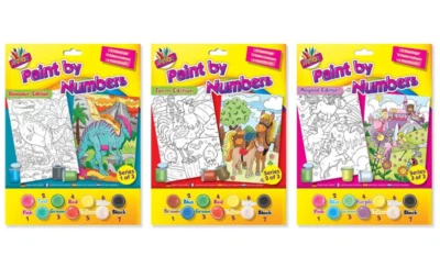 A4 Paint By Numbers Kids Children Art Painting Paint Brush Set Dinosaur Unicorn - Image 1 of 2