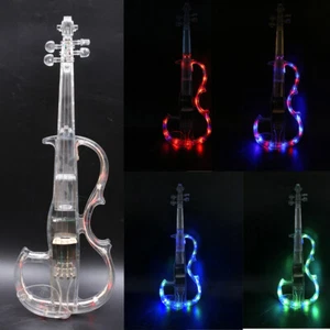 Transparent Electric Violin 4/4 Acrylic Body 3 Colors Led Light Nice Tone#EV8 - Picture 1 of 12