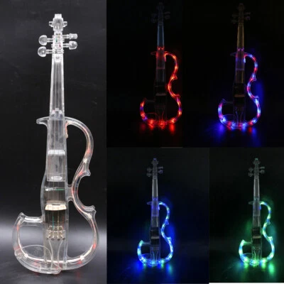 Transparent Electric Violin 4/4 Acrylic Body 3 Colors Led Light Nice Tone#EV8 - Image 1 of 4