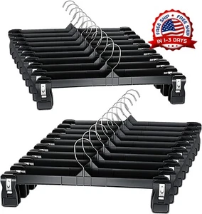 Perchas Para Pantalones Paquete De 30 Perchas De Plastico Negro Para Falda Con - Bild 1 von 8