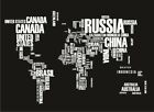 World Map Poster Black White Letter Puzzle Map Silk Canvas Wall Prints Decor 150