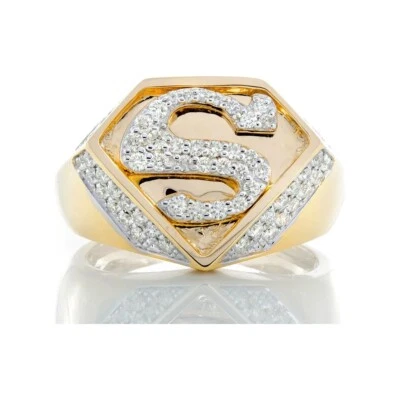 1.30 Ctw Created Diamond 14K Yellow Gold Over Wedding Band Superman Men's Ring - Photo 1/4