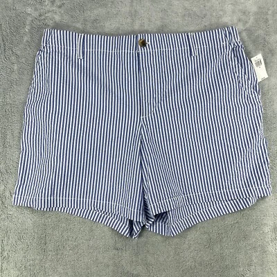 Pantalón Corto Chino Old Navy OG Para Hombre XL Seersucker Blanco Azul Rayas Algodón Elástico Foto 1 de 4