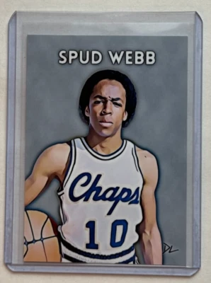 Tarjeta coleccionable Spud Webb edición limitada firmada por artista "Midland College" 2/10 Foto 1 de 2