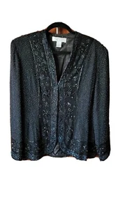 Vintage Multi Color  Beaded and Sequin Niteline Della Roufogali Jacket Large L - Picture 1 of 9