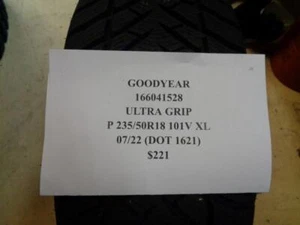 1 NEW TIRE GOODYEAR ULTRA GRIP 235 50 18 101V XL 166041528 - Picture 1 of 4