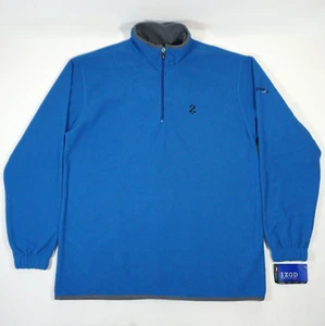 New IZOD PFX Fleece Men's Large PerformX Jacket 1/4 Zip Wicking Blue with Tags - Picture 1 of 12