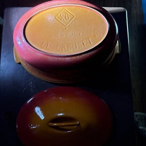 Le Creuset 26 Oval Orange Flame Casserole Dish Pan, Diamond France Rare Vintage - Picture 1 of 24